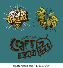 Beer Brew Brewery Alcohol Related Vector Illustrations Designs.