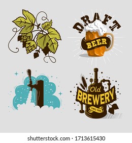 Beer Brew Brewery Alcohol Related Vector Illustrations Designs.