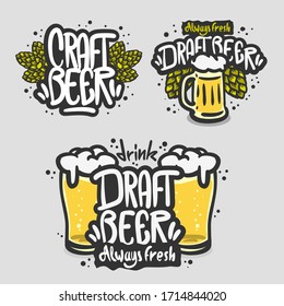 Beer Brew Brewery Alcohol Related Vector Illustrations Designs.