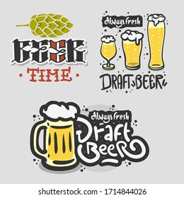 Beer Brew Brewery Alcohol Related Vector Illustrations Designs.