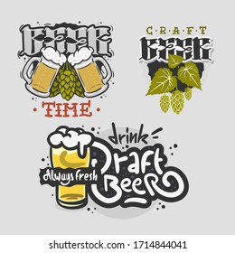 Beer Brew Brewery Alcohol Related Vector Illustrations Designs.