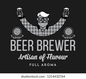 Beer brewer full aroma white on black is a vector illustration about drinking