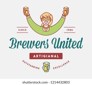 Beer brewers united is a vector illustration about drinking