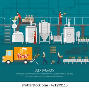 Beer Brewery Concept Flat Vector Illustration