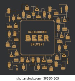 Beer brewery elements, icons, logos, design elements. Brewing process, brewery factory production elements, traditional beer crafting.