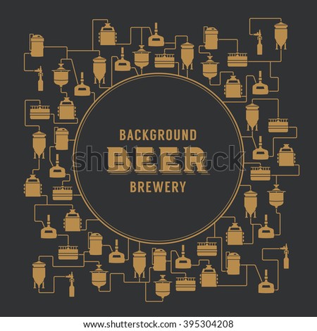 Beer brewery elements, icons, logos, design elements. Brewing process, brewery factory production elements, traditional beer crafting.