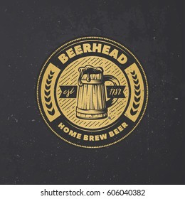 Beer brewery emblem on dark grunge background