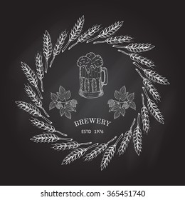 Beer and brewery emblems, design elements.