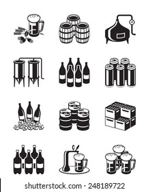 Beer and brewery icon set - vector illustration