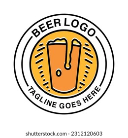 Beer Brewery Logo Vector Graphic Design illustration Vintage Badge Emblem Symbol and Icon