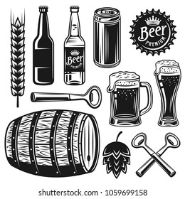 Beer Brewery Set Vector Black Objects Stock Vector (Royalty Free ...