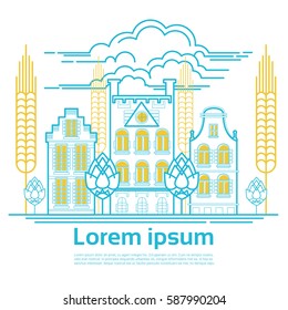 Beer Brewing Festival Banner Factory Building Vector Illustration