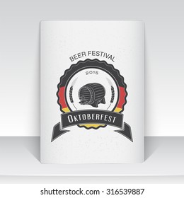 Beer and brewing. Beer festival Oktoberfest. Brewing typographic labels, logos and badges. Sheet of white paper. Flat vector illustration