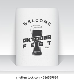 Beer and brewing. Beer festival Oktoberfest. Brewing typographic labels, logos and badges. Sheet of white paper. Flat vector illustration