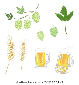 Beer and Brewing Ingredients Collection Set