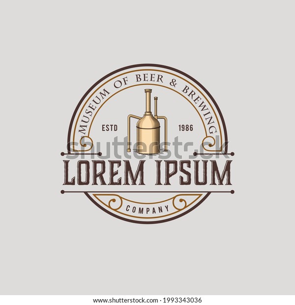 BEER AND BREWING LOGO RETRO VINTAGE\
STYLE, VECTOR TEMPLATE DESIGN, PREMIUM\
QUALITY