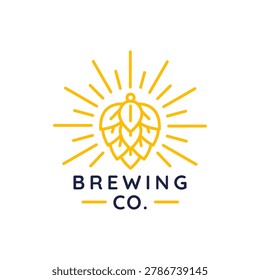 Beer Brewing Logo. Simple Beer Brewing logo for craft brewery, alcohol brand, pub identity or beverage label. Vector illustration.