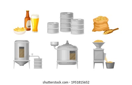 Proceso de elaboración de cerveza con conjunto de vectores de cereal de acero