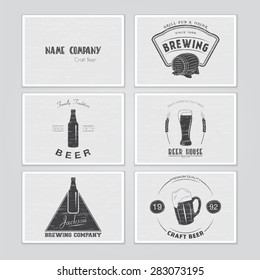 Beer and brewing set. Brewing typographic labels, logos and badges. Flat vector illustration