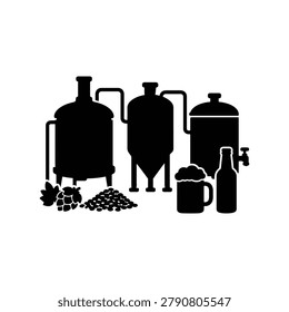 Beer Brewing Silhouette Icon for Craft Beverage Production