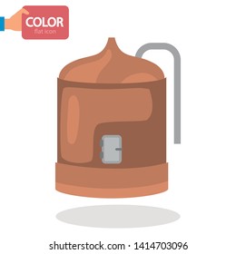 Beer brewing tank color vector icon. Flat design