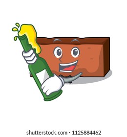 With beer brick mascot cartoon style