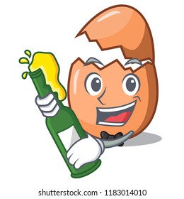 With beer broken egg isolated on the mascot
