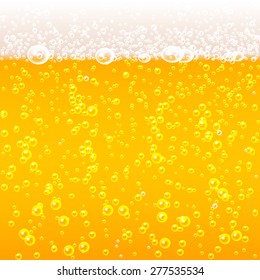 Beer Bubbles Background With Foam, Vector Illustration