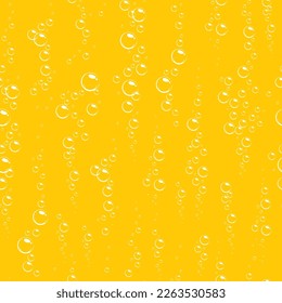 Beer bubbles seamless pattern. Alcohol drink and fizzy soda water background. Vector illustration.