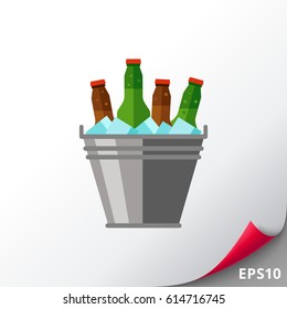 Beer bucket with ice icon