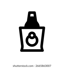 Beer bucket. Outlined stroke vector icon with black-filled details.