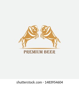 Beer buffalo logo vector design illustration. simple image energy drink premium brand