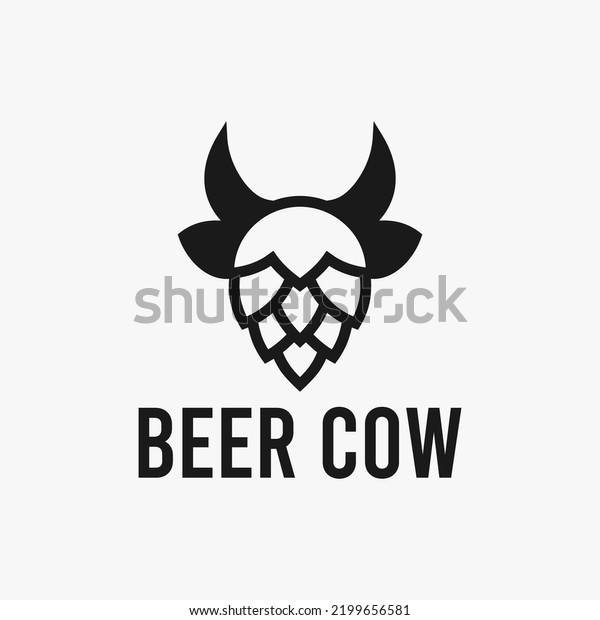 Beer Bull Logo Design Combination Buffalo Stock Vector (Royalty Free