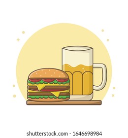 Beer and Burger Icon Design Vector