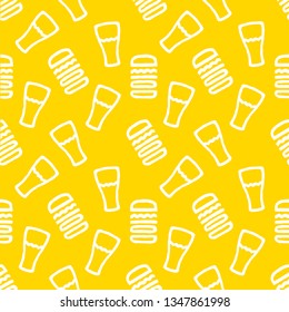 Beer Burger Seamless Pattern