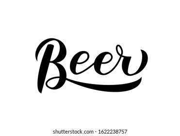 Beer calligraphy hand lettering isolated on white. Easy to edit vector template for brewery or pub logo design, typography poster, banner, flyer, bar menu, t-shirt, mug, etc.