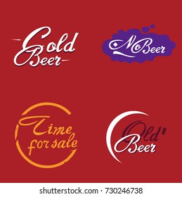 Beer calligraphy.  Set. Restaurant interior template design.