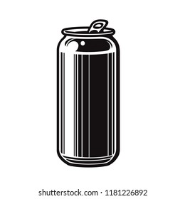 Beer can, Black and white isolated hand drawn vector illusration. 