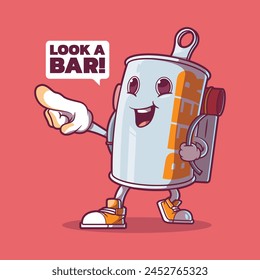 Beer Can character traveling vector illustration. Mascot, brand, drinks design concept.