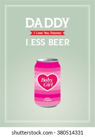 beer can daddy drink less vector illustration