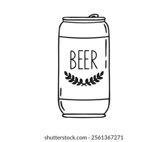 beer can doodle hand drawn icon. Outline drawing beer can line clipart symbol. Vector illustration