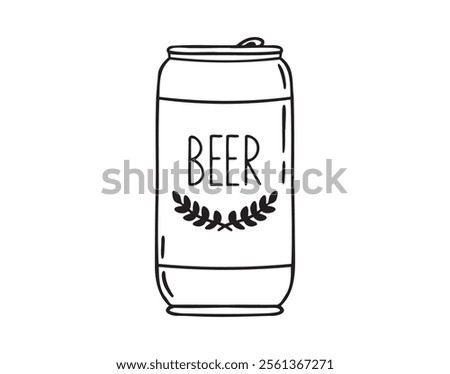 beer can doodle hand drawn icon. Outline drawing beer can line clipart symbol. Vector illustration