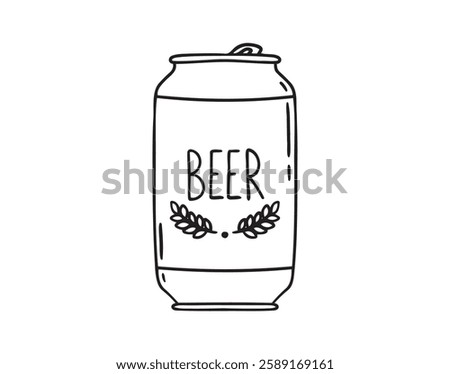 beer can doodle hand drawn icon. Outline drawing beer can line clipart symbol. Vector illustration