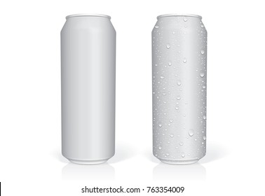 beer can with drops easily change colors mock up vector template