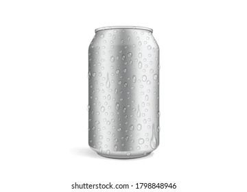 beer can with drops isolated on white background mock up vector