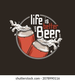 Beer can with foam for print. Original brew design with tin of beer with froth for bar