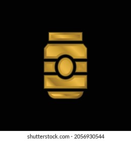 Beer Can gold plated metalic icon or logo vector
