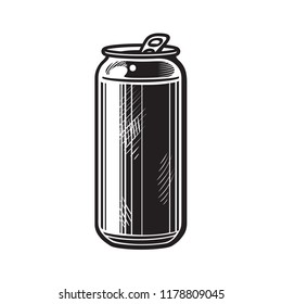 Beer can. Hand drawn vector illusration isolated on white background.