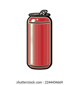 Beer can. Hand drawn vector illusration isolated on white backgrpund. 