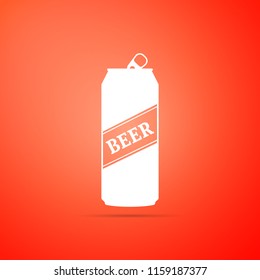 Beer can icon isolated on orange background. Flat design. Vector Illustration